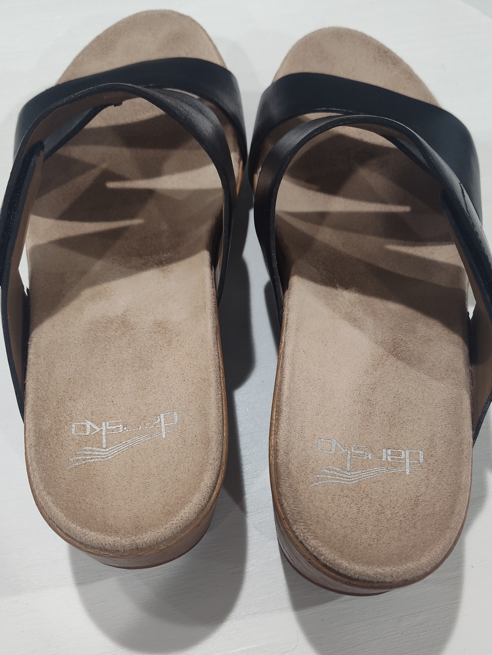 Dansko Lacee Black Leather Wedge Sandals Size 38 - Picture 3 of 8